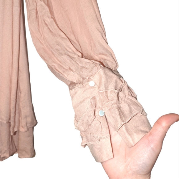 IRO Frejan Voile Ruffle Scarf Tie Neck Long Sleeve Layered Knit Blouse Top - Picture 12 of 16